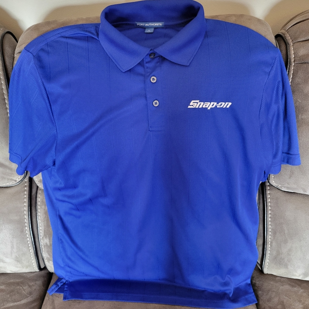 Port Authority SNAP-ON Blue Polo Shirt Classic Style